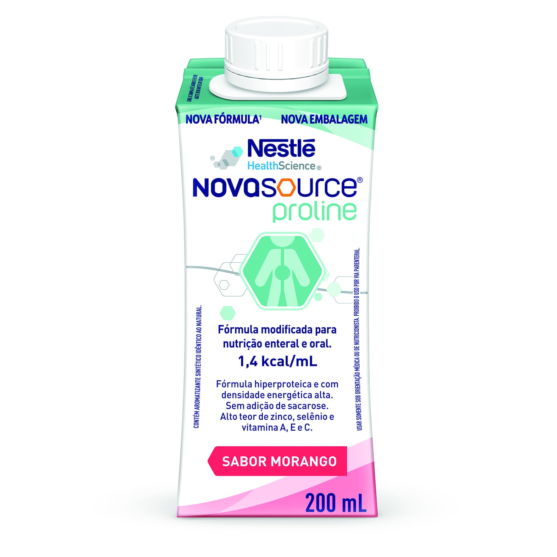 Nova Source Proline Sabor Morango 200ml - Frente da Caixa