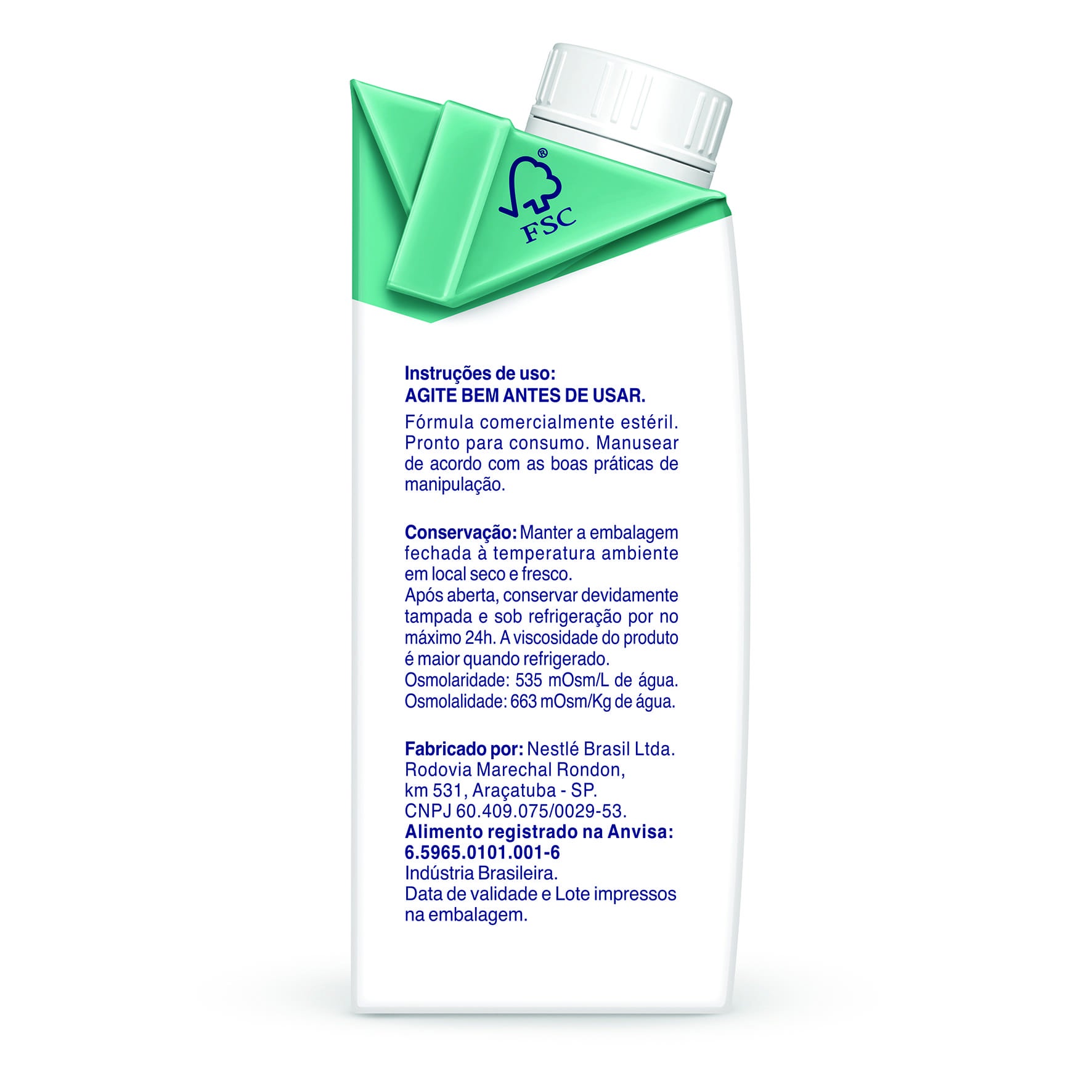 Nova Source Proline Sabor Morango 200ml - Lado da Caixa