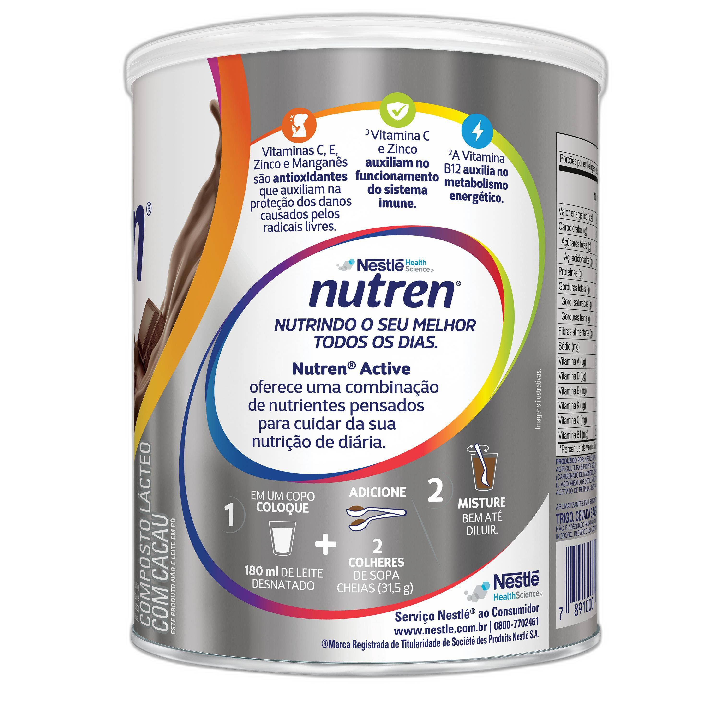 Nutren® Active - Chocolate (400g) - Embalagem de lado