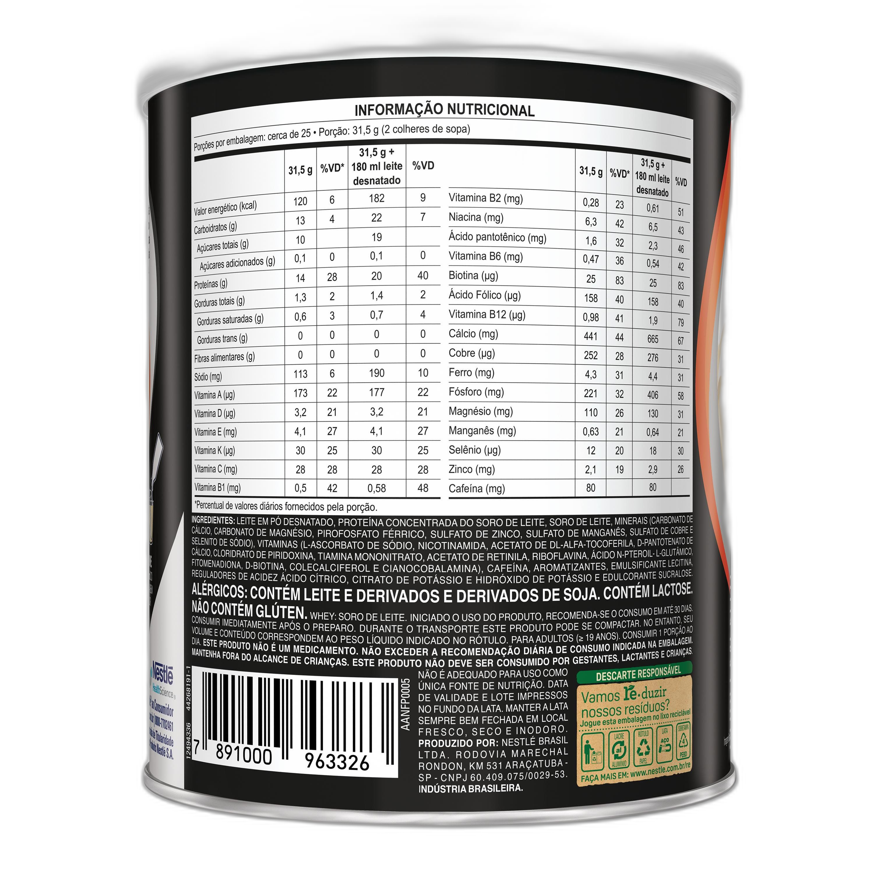 Nutren ® Protein – Baunilha (800g) - Embalagem de trás