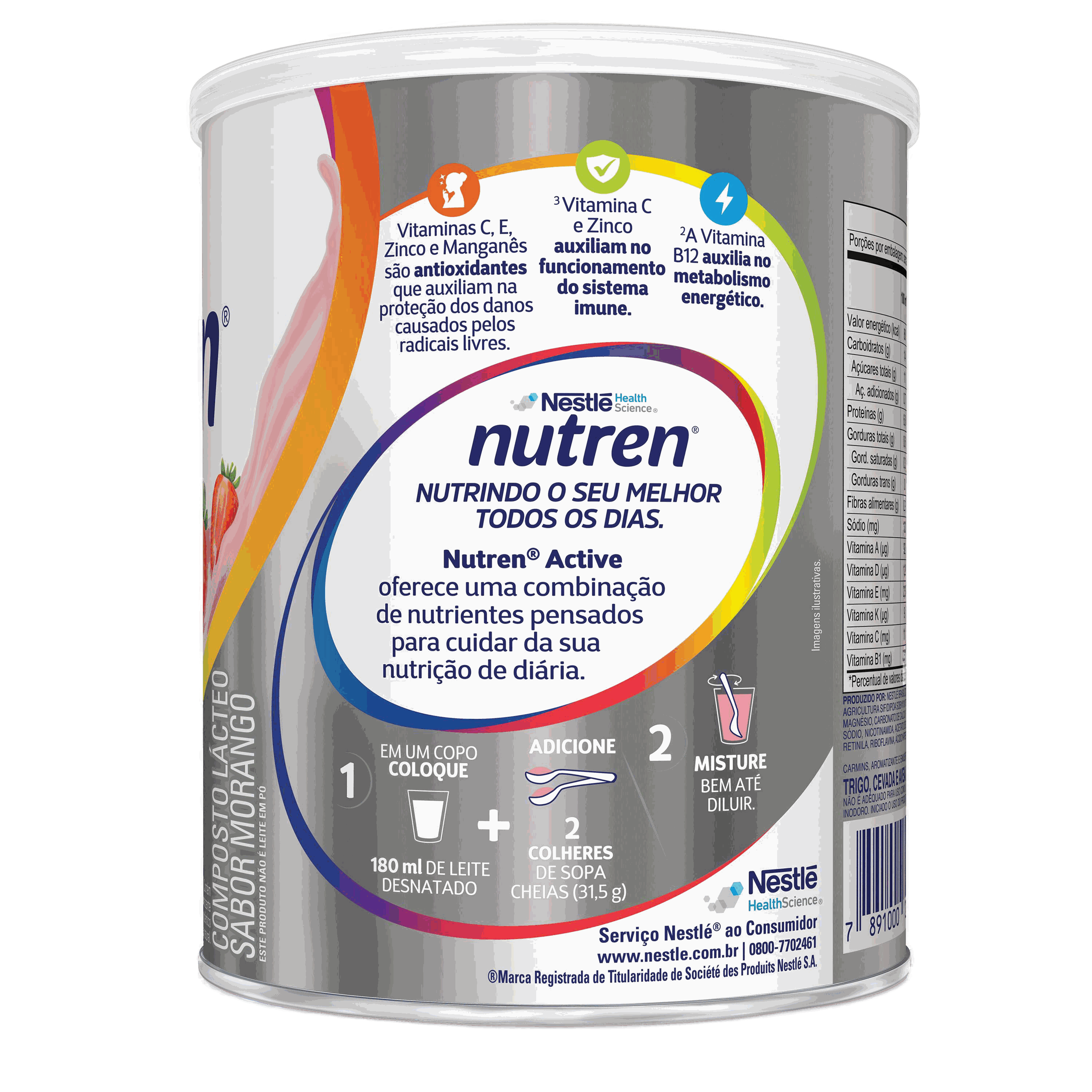 Nutren® Active - Morango (400g) - Embalagem de lado
