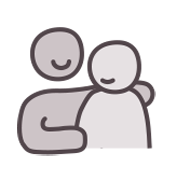 Desenho de pessoas abraçadas com rostos sorridentes